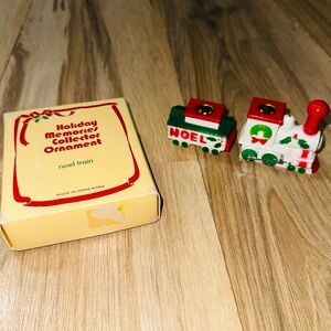 Vintage Christmas Holiday Memories Collector Ornament Noel Train Candle Holder